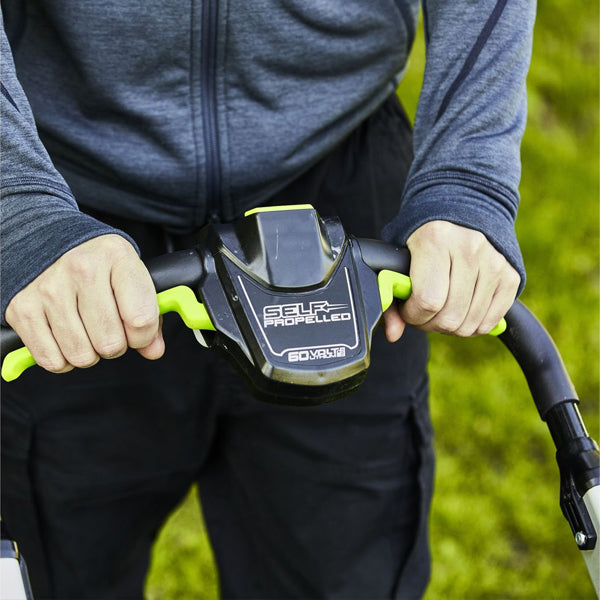 Greenworks 60V cordless lawnmower controls